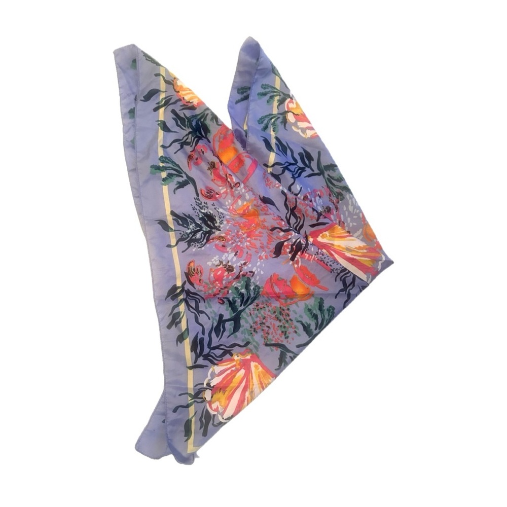 Zara Multicolored Floral Shell Silk Scarf